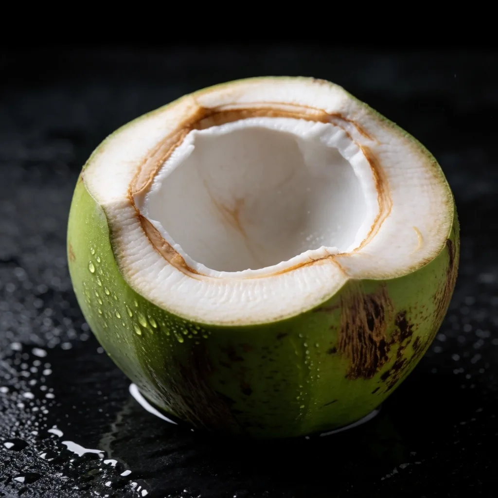 Fresh young coconut with coconut water